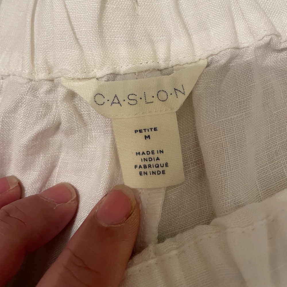 NWT Caslon Petite Linen White Cropped Pants - Picture 5 of 6